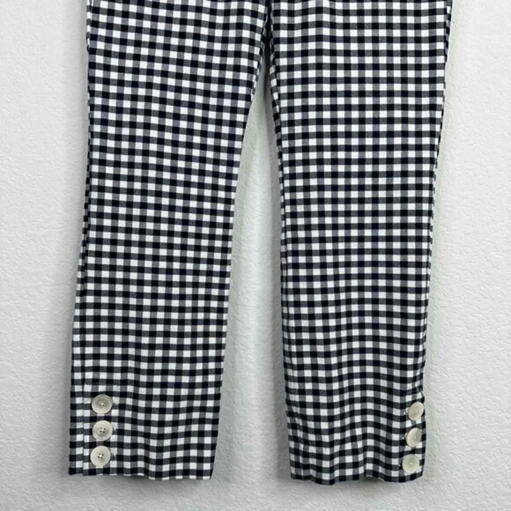 J. Crew Pants Womens Size 2 Blue White Gingham Plaid Straight Leg Ankle‎ Career